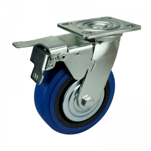Blue TPR Caster Wheel With Double Brakes