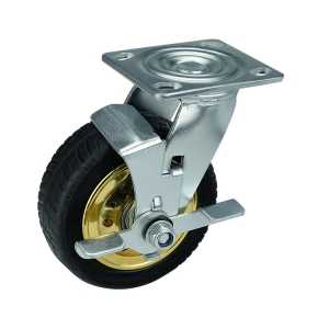Elastic Rubber Caster Wheel With Side Brake