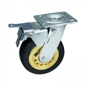 Doubel Brakes Elastic Rubber Caster Wheel