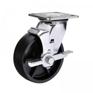 black plastic caster wheel with side brake