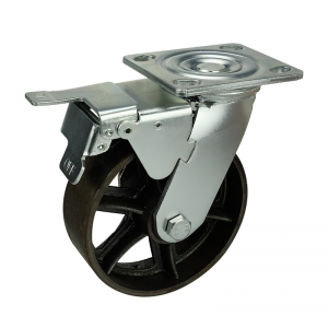 cast iron caster wheel with double brakes