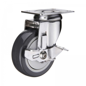 PU swivel plate caster wheel with side brake