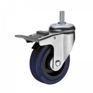 threaded stem double brakes rubber caster wheel nylon pedal