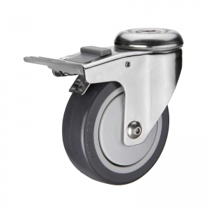 bolt hole PU double brakes caster wheel nylon pedal