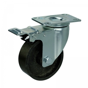 cast iron swivel caster wheel with double brakes