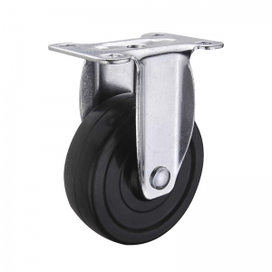 Black hard rubber rigid caster wheel