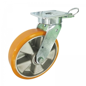 kingpinless aluminium core PU swivel caster wheel with position lock