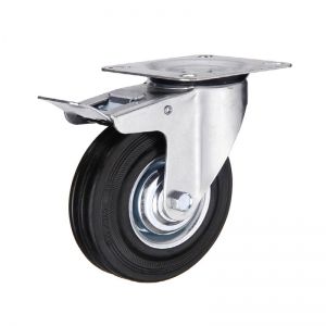 Rubber Caster Wheel With Brakes