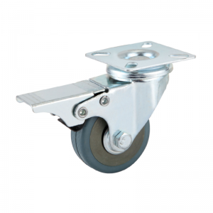Light duty swivel gray PVC caster wheel locks