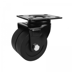 Low profile dual wheel nylon caster wheel