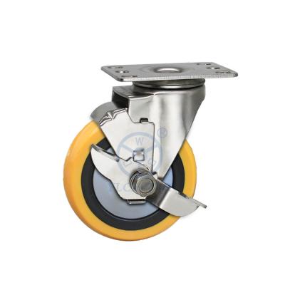 4 stainless steel pu side locking caster